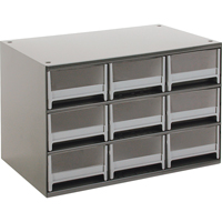 Casiers modulaires pour pi&egrave;ces, Acier, 9 tiroirs, 17" x 10-9/16" x 3-1/16", Gris Equipex