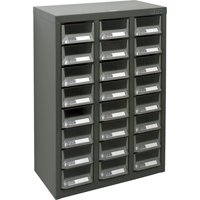 KPC-400 Parts Cabinet, Galvanized Steel, 24 Drawers, 17-3/10" x 8-7/10" x 25-3/5", Grey Equipex