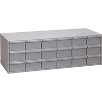 Industrial Drawer Cabinets, 18 Drawers, 33-3/4" W x 11-5/8" D x 10-7/8" H, Grey Equipex