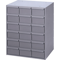 Industrial Drawer Cabinets, 18 Drawers, 17-1/4" W x 11-5/8" D x 21-1/4" H, Grey Equipex