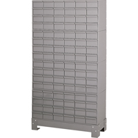 Industrial Drawer Cabinet With Base, 96 Drawers, 34-1/8" W x 12-1/4" D x 62-1/2" H, Grey Equipex