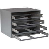 Compartment Box Cabinets, Steel, 4 Slots, 20" W x 15-3/4" D x 15" H, Grey Equipex