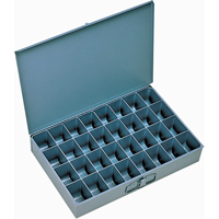 Compartment Scoop Boxes, Steel, 32 Slots, 18" W x 12" D x 3" H, Grey Equipex