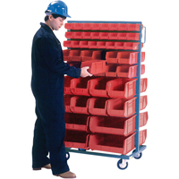 Double-Sided Mobile Bin Rack, Double-sided, 96 bins, 36" W x 24" D x 63" H Equipex