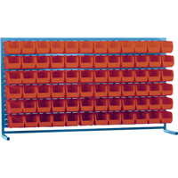 Louvered Rack with Bins, 72 Bins, 72" W x 15" D x 40" H Equipex