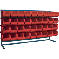 Louvered Rack with Bins, 36 Bins, 72" W x 15" D x 40" H Equipex