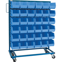 Single-Sided Mobile Bin Rack, Single-sided, 36 bins, 36" W x 16" D x 46-1/2" H Equipex