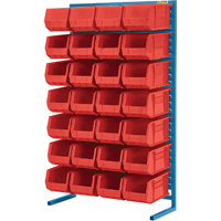 Single-Sided Stationary Bin Rack, 36" W x 12" D x 61" H, 28 Bins Equipex