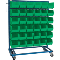 Single-Sided Mobile Bin Rack, Single-sided, 36 bins, 36" W x 16" D x 46-1/2" H Equipex