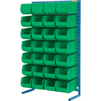 Single-Sided Stationary Bin Rack, 36" W x 12" D x 61" H, 28 Bins Equipex