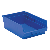 Shelf Bins, 8-3/8" W x 4" H x 11-5/8" D, Blue, 30 lbs. Capacity Equipex