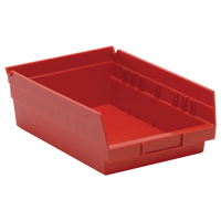 Shelf Bins, 8-3/8" W x 4" H x 11-5/8" D, Red, 30 lbs. Capacity Equipex