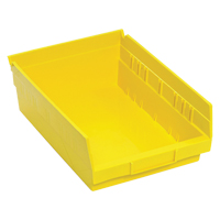 Shelf Bins, 8-3/8" W x 4" H x 11-5/8" D, Yellow, 30 lbs. Capacity Equipex