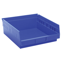 Bacs de rangement pour tablettes, 11-1/8" la x 4" H x 11-5/8" p, Bleu, Capacit&eacute; 30 lb Equipex