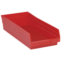 Bacs de rangement pour tablettes, 8-3/8" la x 4" H x 17-7/8" p, Rouge, Capacit&eacute; 40 lb Equipex