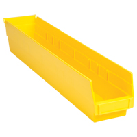 Bacs de rangement pour tablettes, 4-1/8" la x 4" H x 23-5/8" p, Jaune, Capacit&eacute; 50 lb Equipex