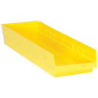 Bacs de rangement pour tablettes, 8-3/8" la x 4" H x 23-5/8" p, Jaune, Capacit&eacute; 50 lb Equipex