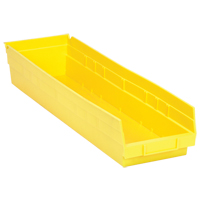 Bacs de rangement pour tablettes, 6-5/8" la x 4" H x 23-5/8" p, Jaune, Capacit&eacute; 50 lb Equipex