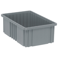 Contenants Divider Box, Plastique, 16,5" la x 10,9" p x 6" h, Gris Equipex