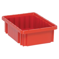 Divider Box&reg; Containers, Plastic, 10.9" W x 8.3" D x 3.5" H, Red Equipex