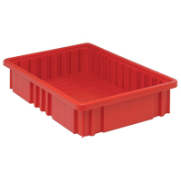 Divider Box&reg; Containers, Plastic, 16.5" W x 10.9" D x 3.5" H, Red Equipex