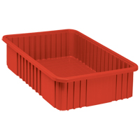 Contenants Divider Box, Plastique, 22,5" la x 17,5" p x 6" h, Rouge Equipex