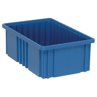 Contenants Divider Box, Plastique, 16,5" la x 10,9" p x 6" h, Bleu Equipex