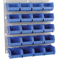 Hanging Panel, 20 Bins, 18" W x 1" D x 19" H Equipex