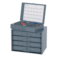 Sliding Cabinets, Steel, 4 Slots, 20" W x 15-3/4" D x 15" H, Grey Equipex