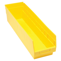 Store More Plastic Shelf Bins, 6-5/8" W x 6" H x 23-5/8" D, Yellow, 90 lbs. Capacity Equipex