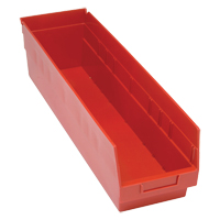 Store More Plastic Shelf Bins, 6-5/8" W x 6" H x 23-5/8" D, Red, 90 lbs. Capacity Equipex