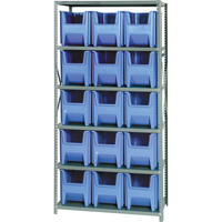 &eacute;l&eacute;ment de rayonnage avec bacs empilables, Acier, Sans boulons, Capacit&eacute; 800 lb, 36" la x 75" h x 18" p Equipex