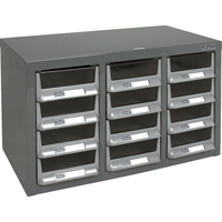 Casiers pour pi&egrave;ces KPC-100 , Acier galvanis&eacute;, 12 tiroirs, 23" x 11-2/5" x 13-4/5", Gris Equipex