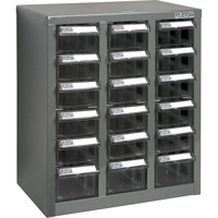 KPC-600 Parts Cabinet, Galvanized Steel, 18 Drawers, 13-9/10" x 8-7/10" x 16-3/10", Grey Equipex
