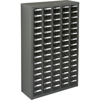 KPC-600 Parts Cabinet, Galvanized Steel, 75 Drawers, 23-1/10" x 8-7/10" x 36-9/10", Grey Equipex