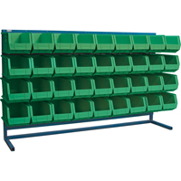 Louvered Rack with Bins, 36 Bins, 72" W x 15" D x 40" H Equipex