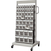 Servante mobile de bacs &agrave; plateaux inclinables, &agrave; un c&ocirc;t&eacute;, 46 bacs, 26-1/4" la x 22" p x 57-1/2" h Equipex