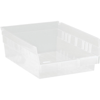 Bacs de rangement pour tablettes, 8-3/8" la x 4" H x 11-5/8" p, Transparent, Capacit&eacute; 30 lb Equipex