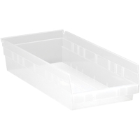 Bacs de rangement pour tablettes, 8-3/8" la x 4" H x 17-7/8" p, Transparent, Capacit&eacute; 40 lb Equipex