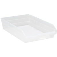 Bacs de rangement pour tablettes, 11-1/8" la x 4" H x 17-7/8" p, Transparent, Capacit&eacute; 40 lb Equipex