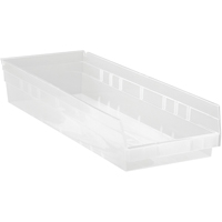 Bacs de rangement pour tablettes, 8-3/8" la x 4" H x 23-5/8" p, Transparent, Capacit&eacute; 50 lb Equipex
