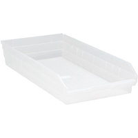 Bacs de rangement pour tablettes, 11-1/8" la x 4" H x 23-5/8" p, Transparent, Capacit&eacute; 50 lb Equipex