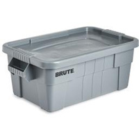 Bac de stockage Brute avec couvercle, 27,88” p x 16,5” la x 10,7" h, Capacit&eacute; 112 lb, Gris Equipex