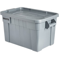Bac de stockage Brute avec couvercle, 27,88” p x 17,38” la x 15,13” h, Capacit&eacute; 160 lb, Gris Equipex