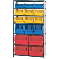 Shelving Unit with Stacking Bins, Steel, Magnum Bin, 650 lbs. Capacity, 42" W x 76" H Equipex