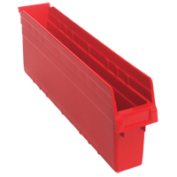 Store-Max Shelf Bins, 4-3/8" W x 8" H x 23-5/8" D, Red, 68 lbs. Capacity Equipex