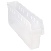 Store-Max Shelf Bins, 4-3/8" W x 8" H x 23-5/8" D, Clear, 68 lbs. Capacity Equipex