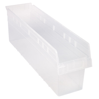 Store-Max Shelf Bins, 6-5/8" W x 8" H x 23-5/8" D, Clear, 68 lbs. Capacity Equipex