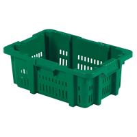 Food Handling Plastic Stack-N-Nest Container, 16" x 23.9" x 8.8", Green Equipex