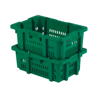 Food Handling Plastic Stack-N-Nest Container, 16" x 23.9" x 8.8", Green Equipex